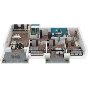 realistic 3d floorplan render